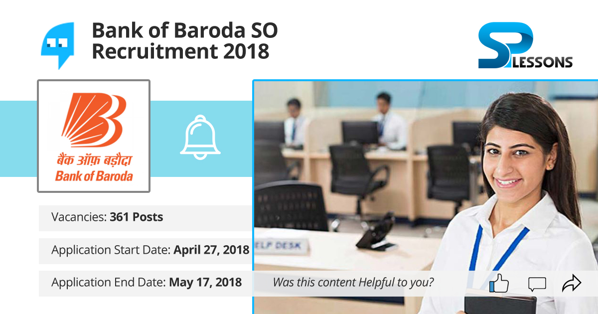 Bank Of Baroda SO Recruitment