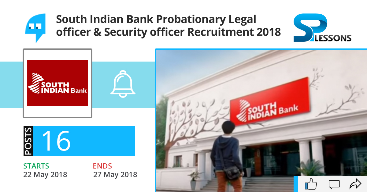 South Indian Bank Probationary Legal Officer and Security Officer ...